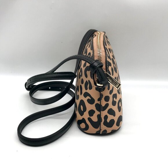 Kate Spade Tan & Black Leather Kali Leopard Print Dome Crossbody - Picture 4 of 10